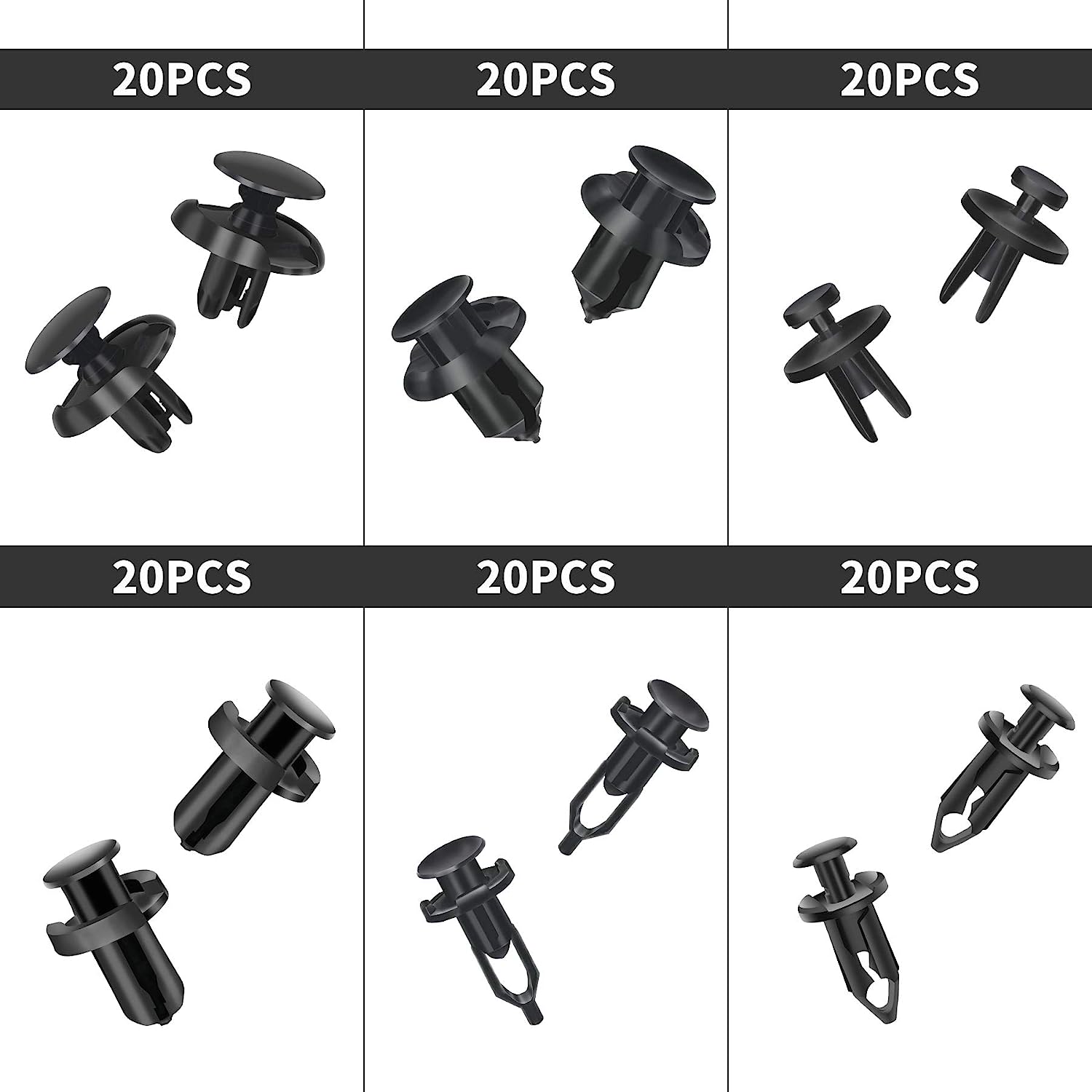 KCRTEK 120 pcs 6.3mm 8mm 9mm 10mm Nylon Bumper Push Fasteners,Bumper Clips with Fastener Removal Tool - Image 4